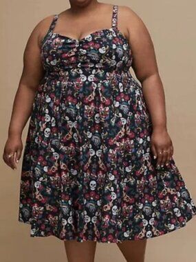 NWOT Retro Chic X Torrid Tattoo Print, Strapless Rockabilly Dress Size 4/26W